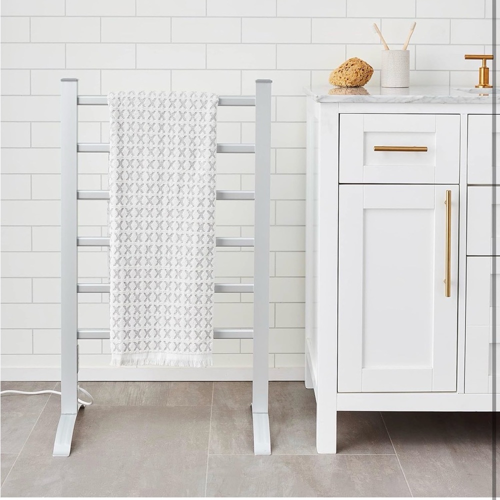 Silver Towel Warmer Pursonic TW300 6-Bar Freestanding or Wall Mountable